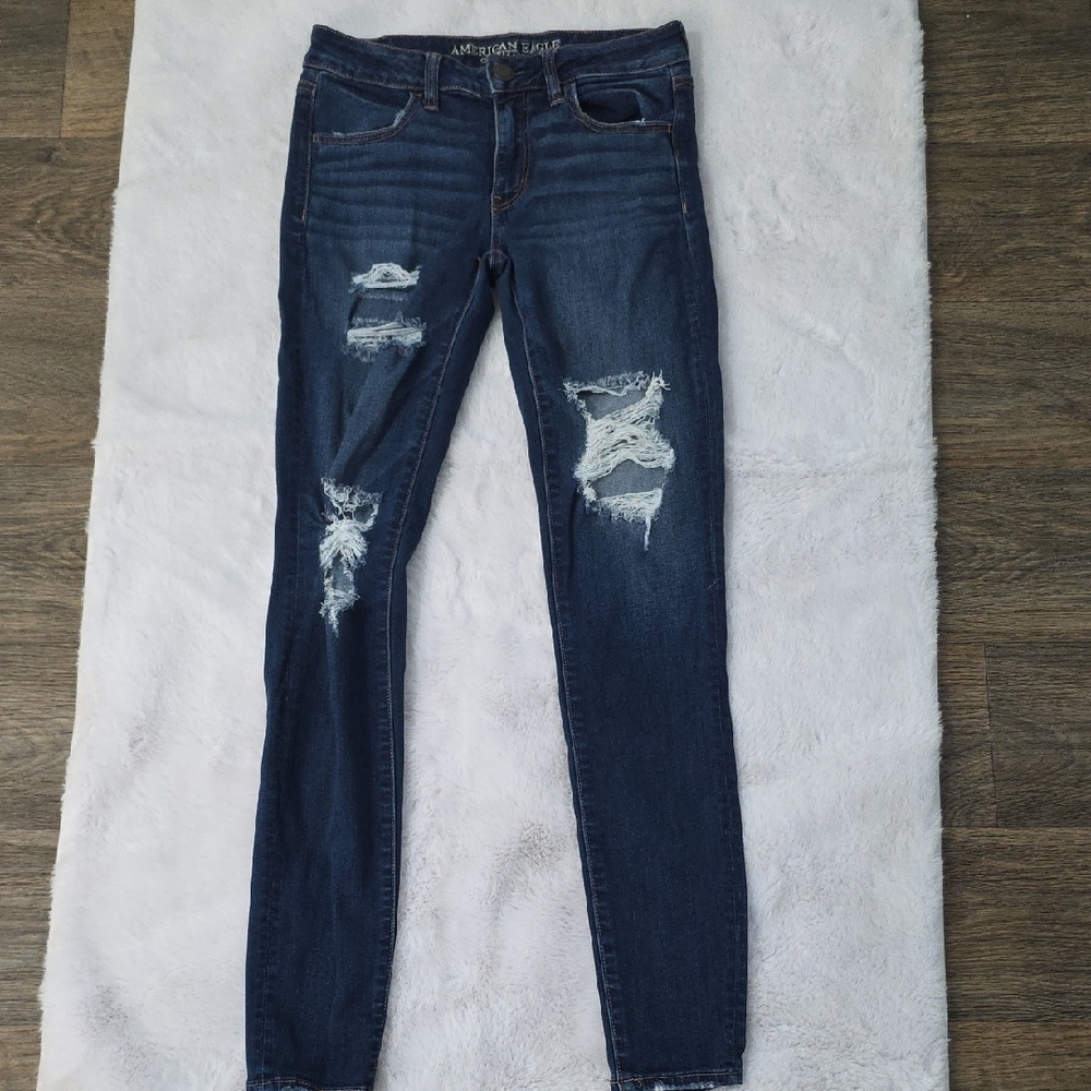 Distressed Blue Jeans